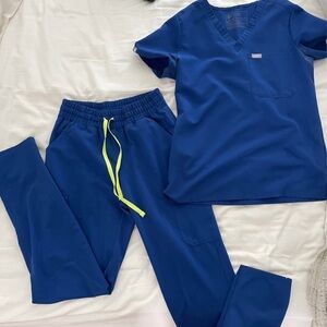 Figs Royal Blue Scrub Set